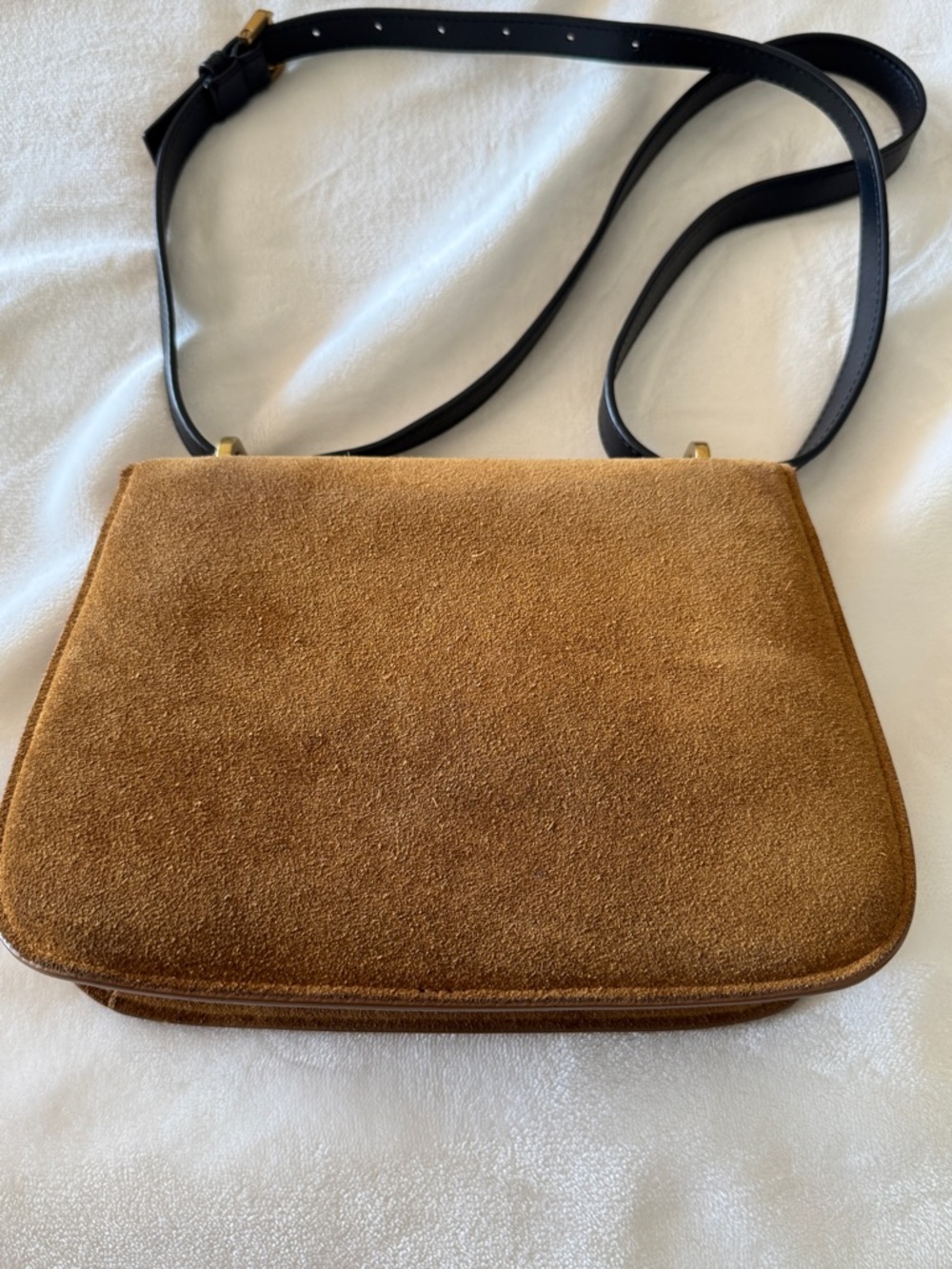Saint Laurent Brown Suede Crossbody Bag with Black YSL Hardware (pre-loved) - Picture 6 of 15